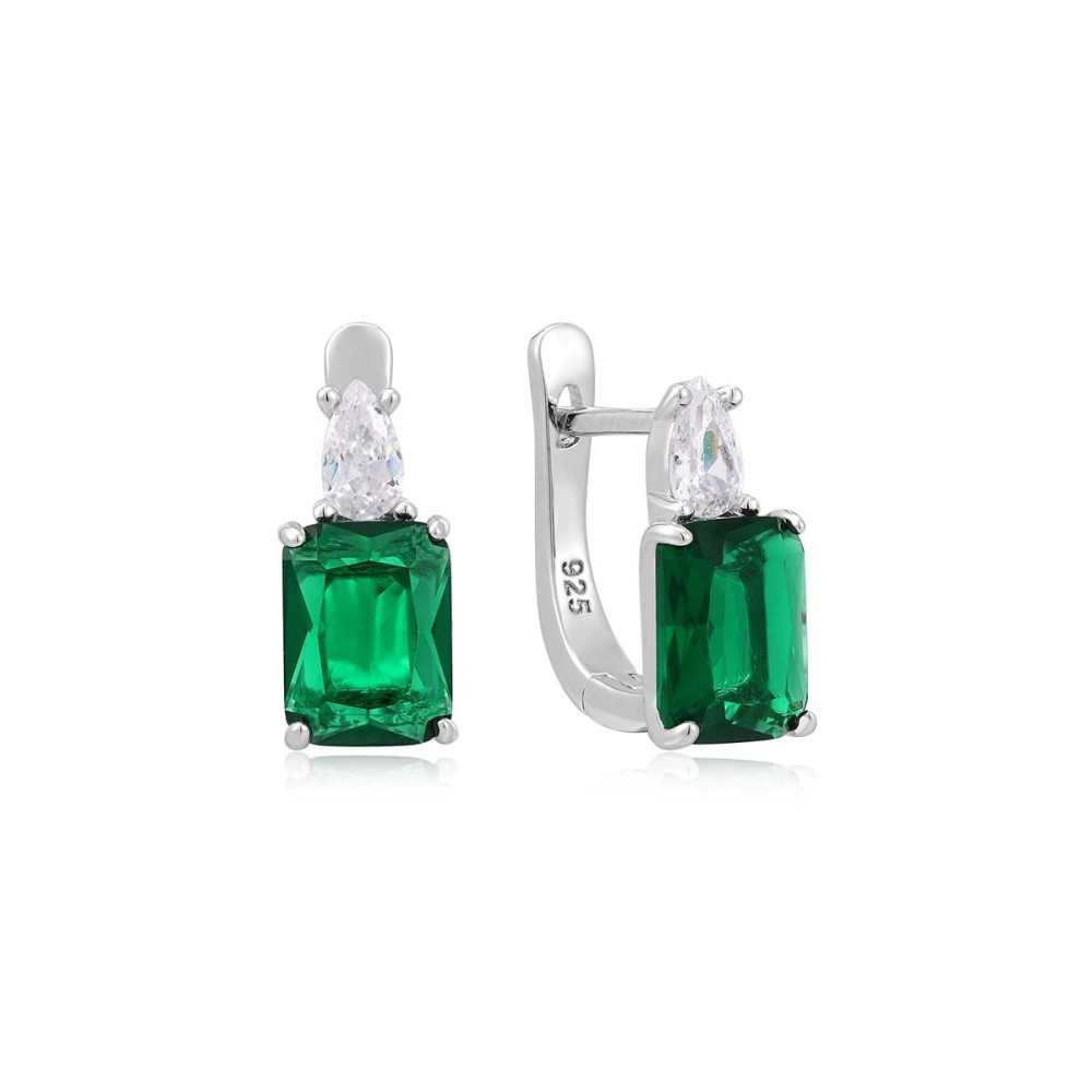 Sterling silver 925°. Square solitaire drop earrrings