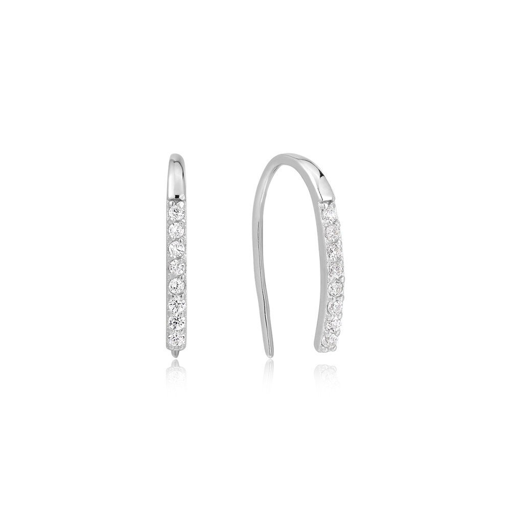 Sterling silver 925°. Threader earrings with CZ
