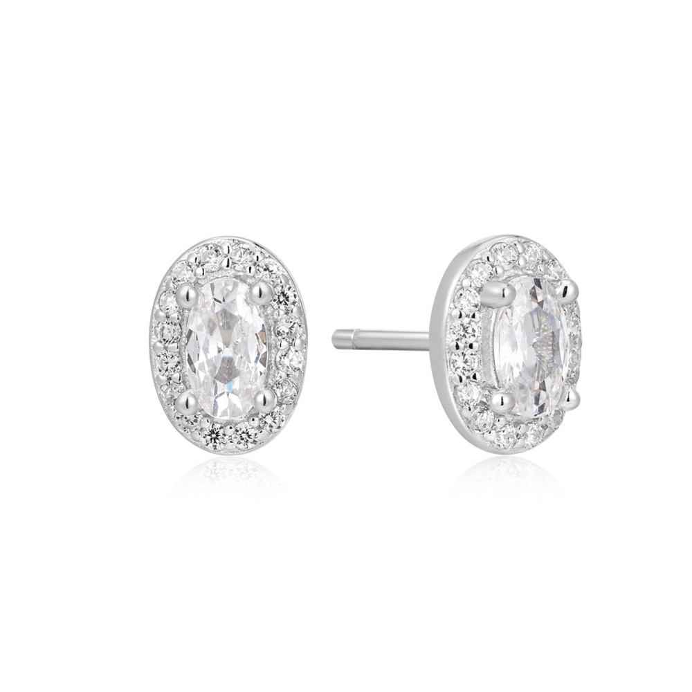 Sterling silver 925°. Oval studs with CZ