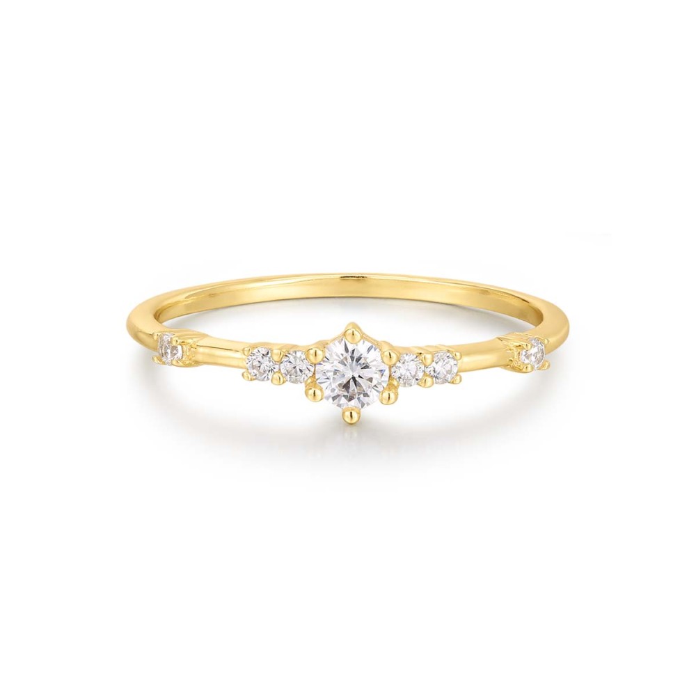 Sterling silver 925°. Solitaire band with CZ