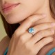 Sterling silver 925°. Oval CZ ring with halo