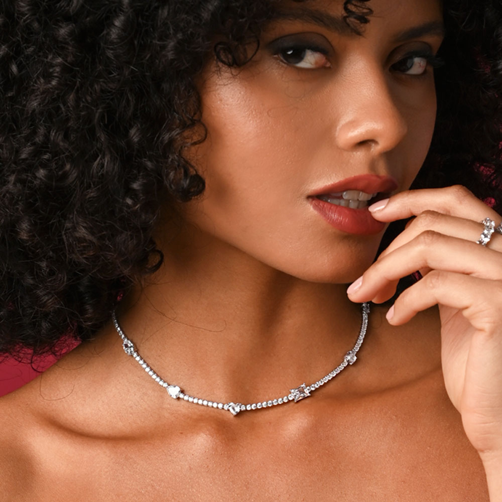 Sterling silver 925°. Riviera necklace with CZ