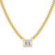 Sterling silver 925°. Bold chain and CZ necklace.