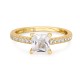 Sterling silver 925°. Square solitaire with CZ band