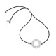 Sterling silver 925°. Open circle cord bracelet with CZ