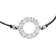 Sterling silver 925°. Open circle cord bracelet with CZ