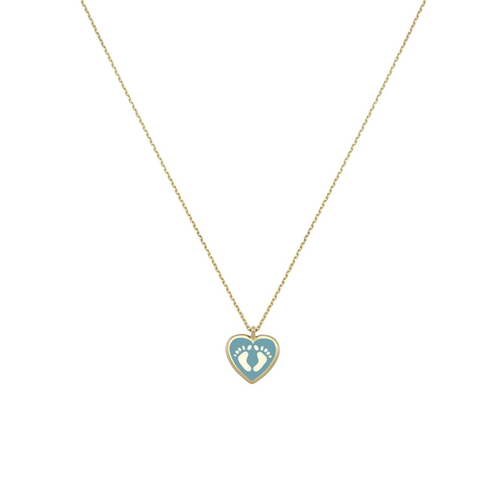 Gold 14 ct. Heart with footprints necklace