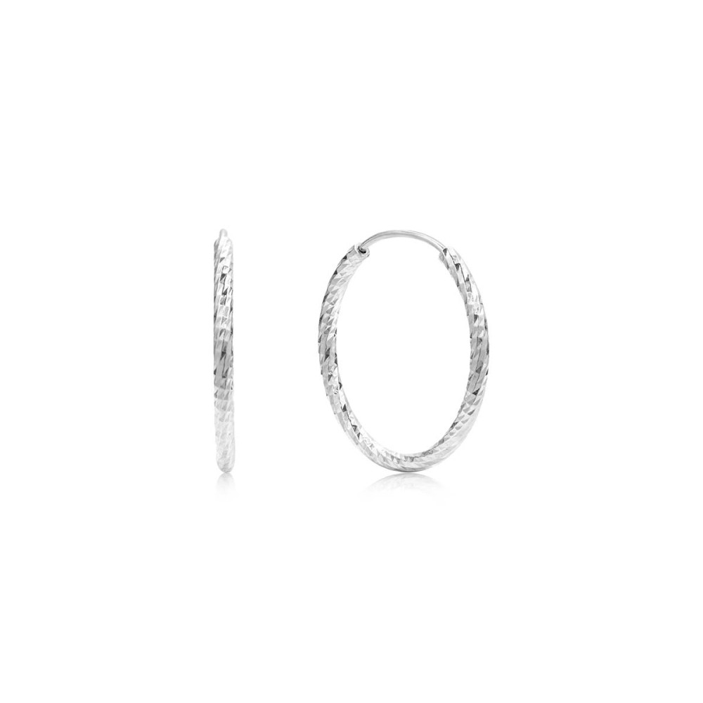 Σκουλαρίκια κρίκοι μικροί σχέδιο διαμαντέ από επιπλατινωμένο ασήμι 925°