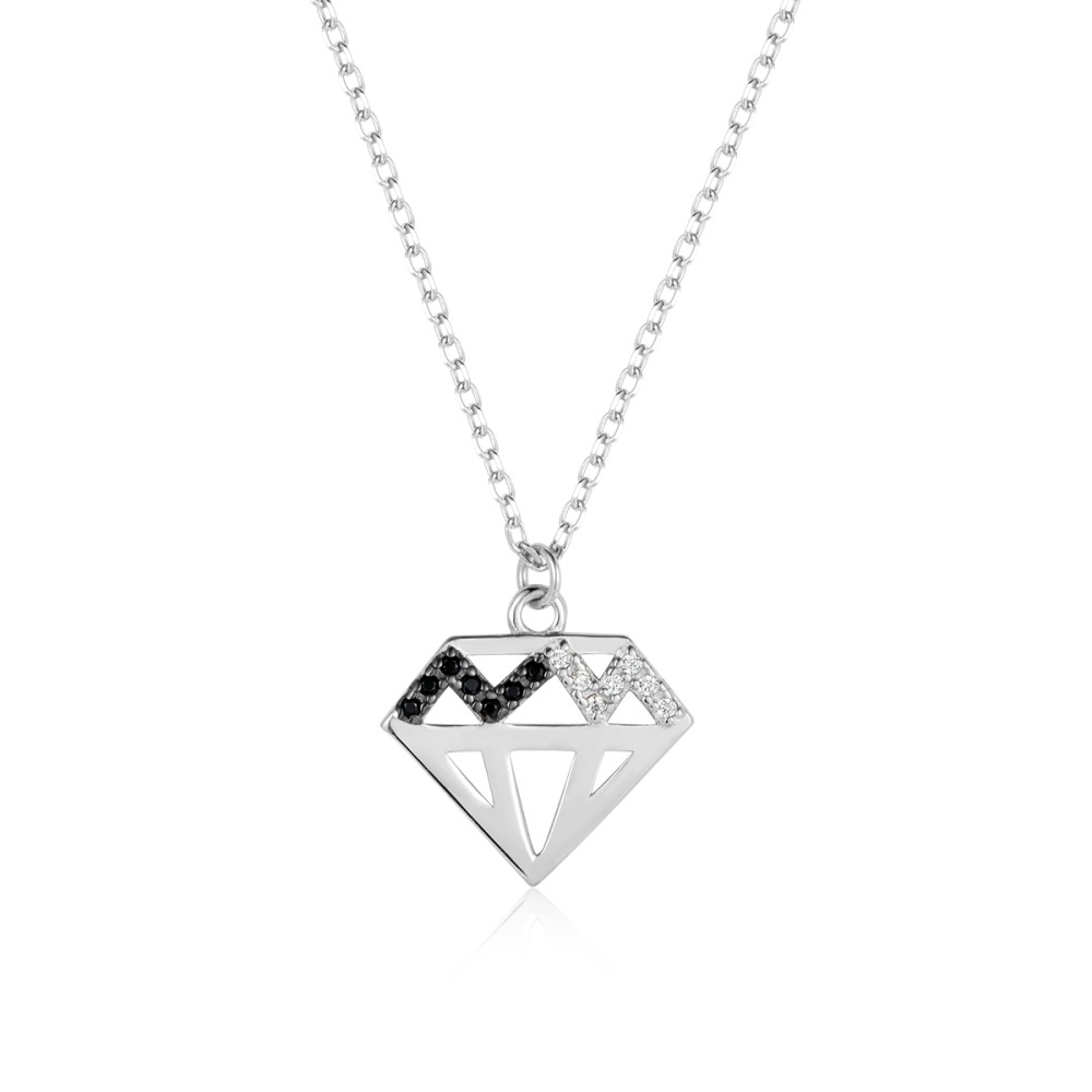 Sterling silver 925°. Lucky 24 diamond pendant necklace