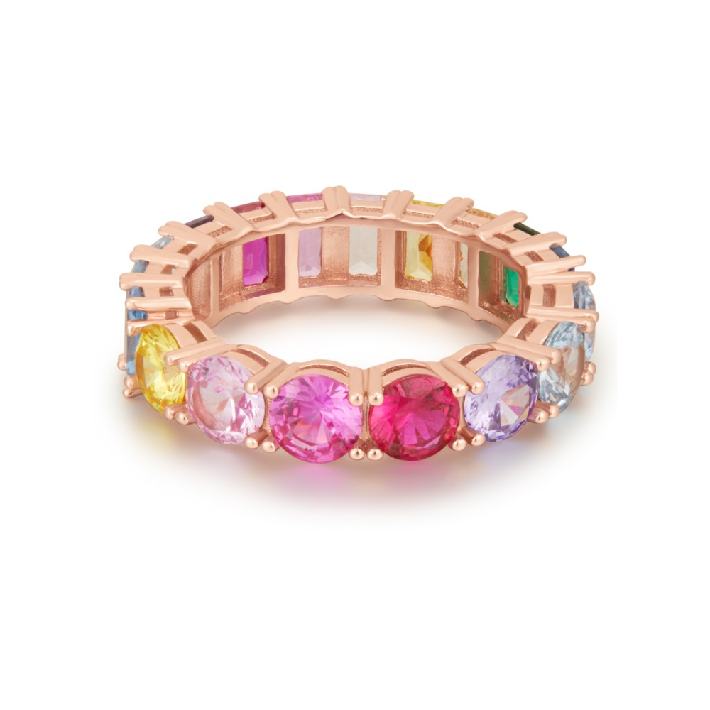 Δαχτυλίδι ολόβερο με ζιργκόν από ροζ επιχρυσωμένο ασήμι 925°