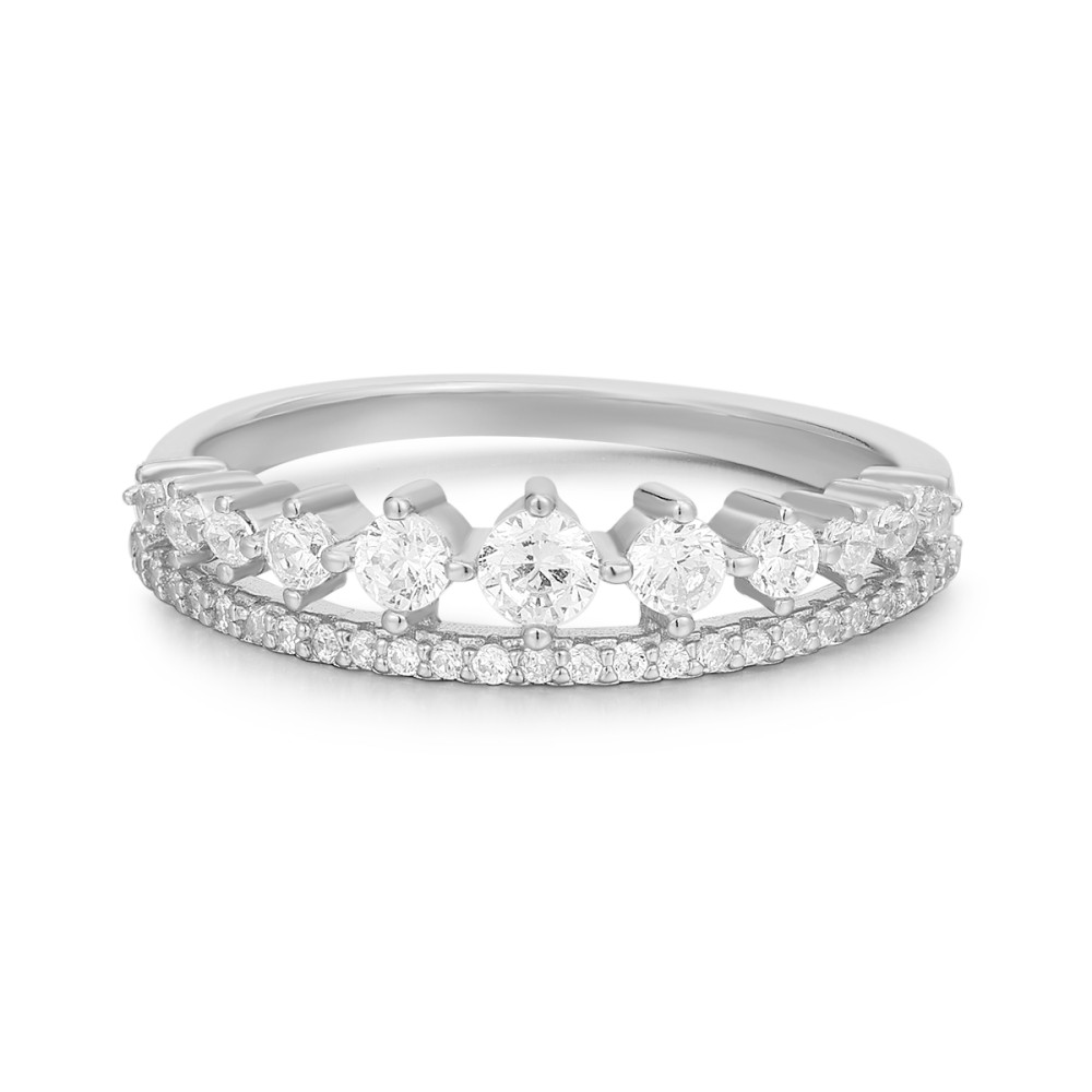 Sterling silver 925°. Double band ring with CZ