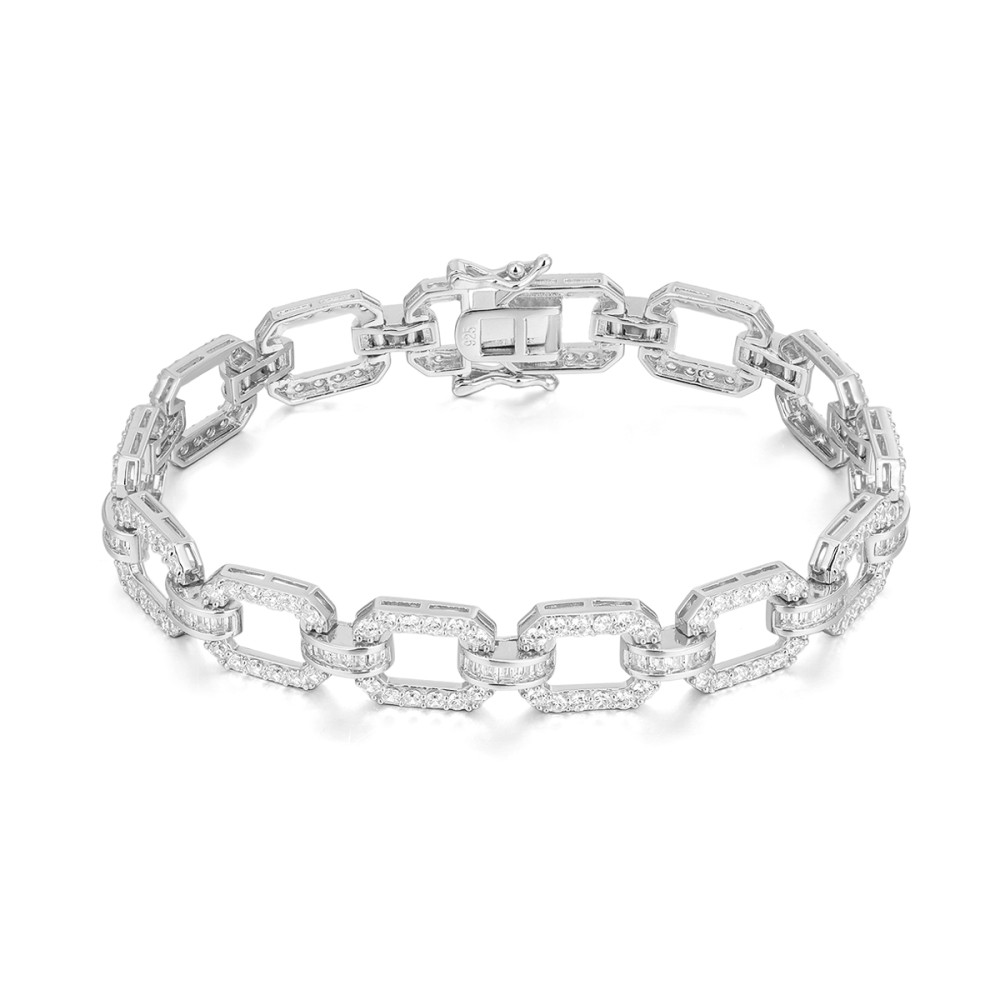 Sterling silver 925°. Large links with CZ