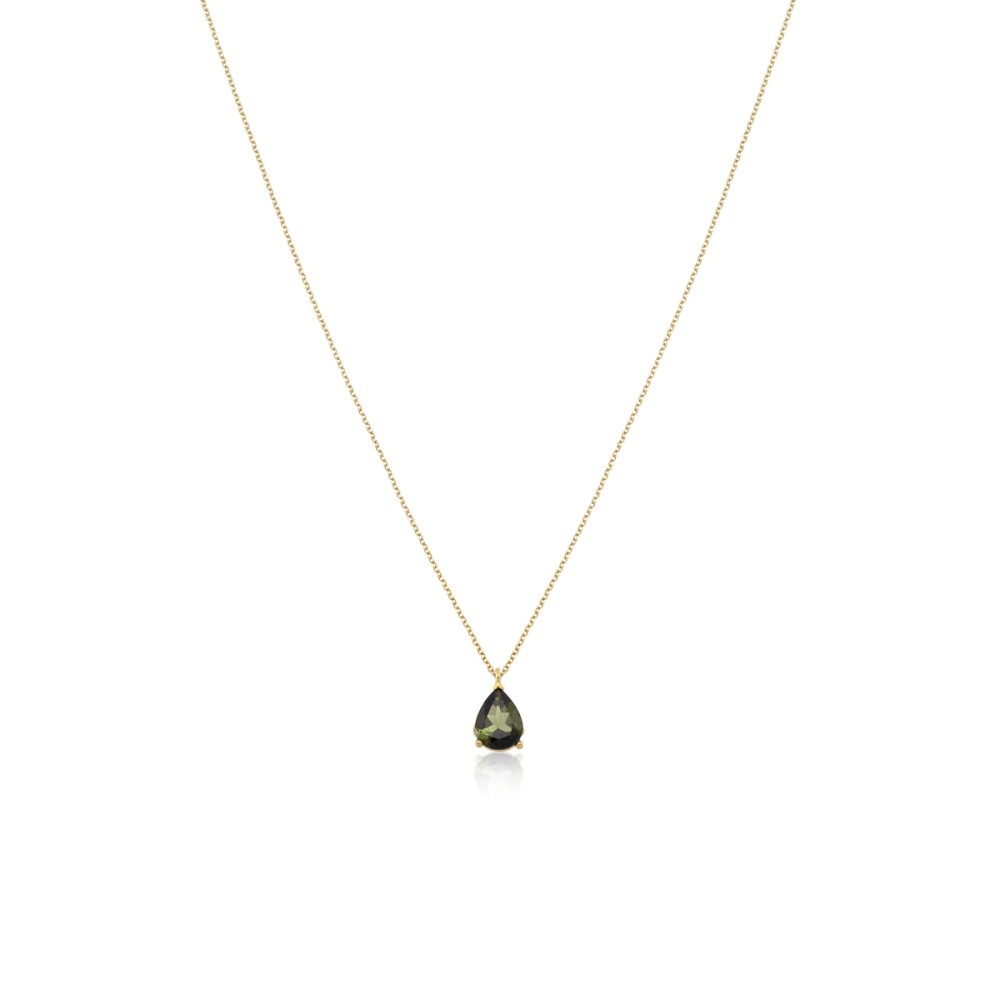 Gold 9ct. Solitaire teardrop chain necklace