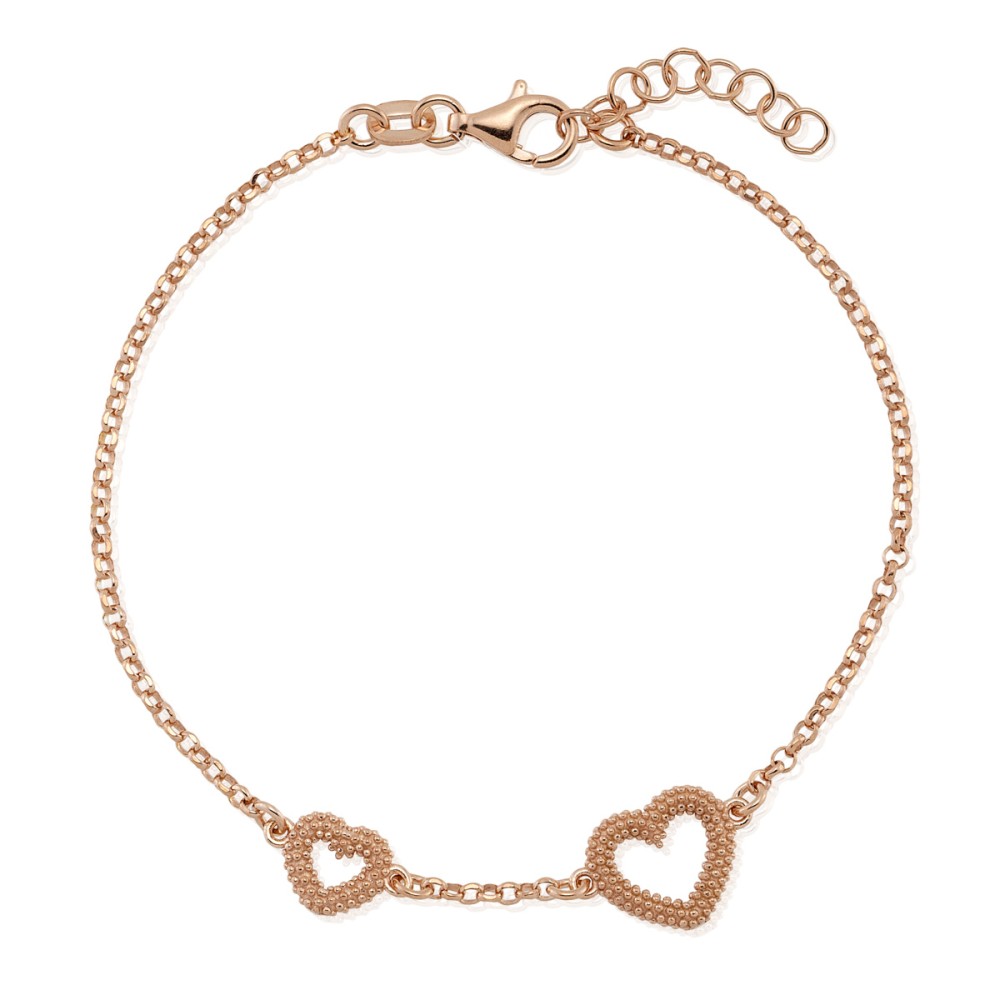 Sterling silver 925°. Cute hearts chain bracelet