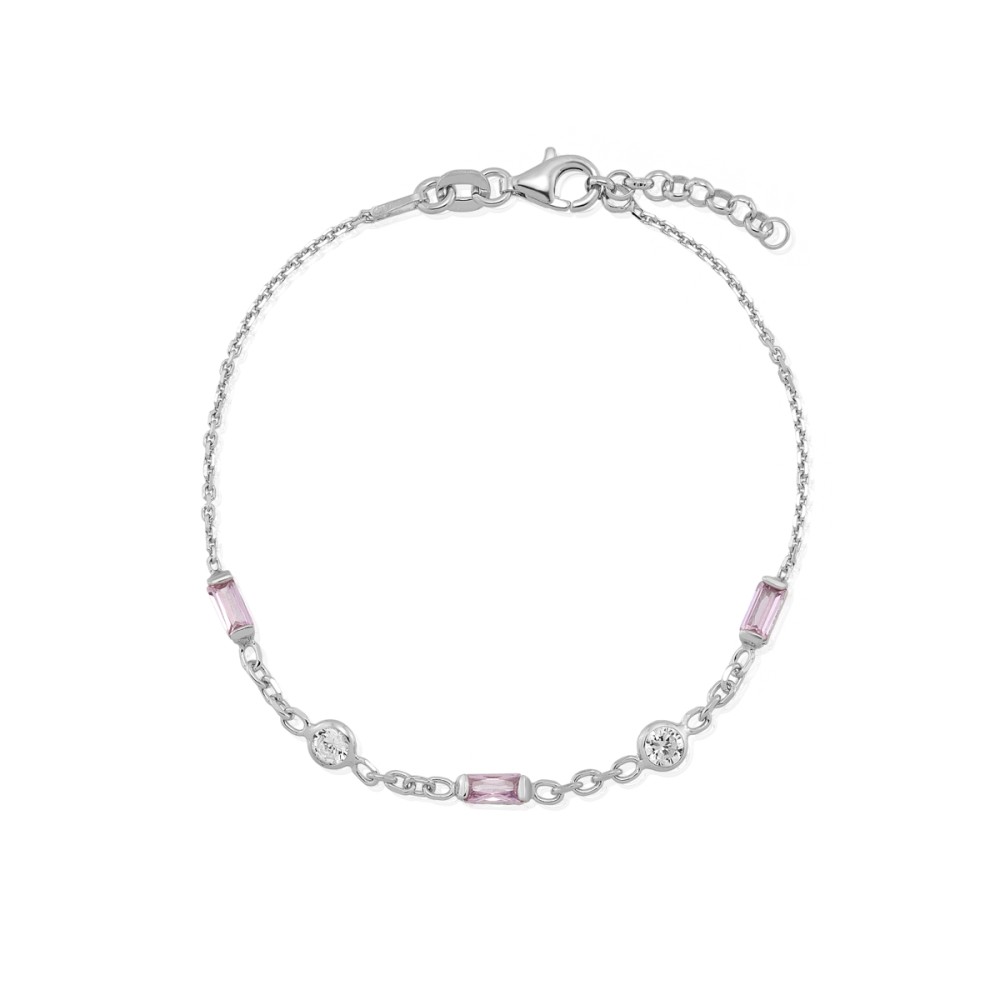 Sterling silver 925°. Chain bracelet with CZ
