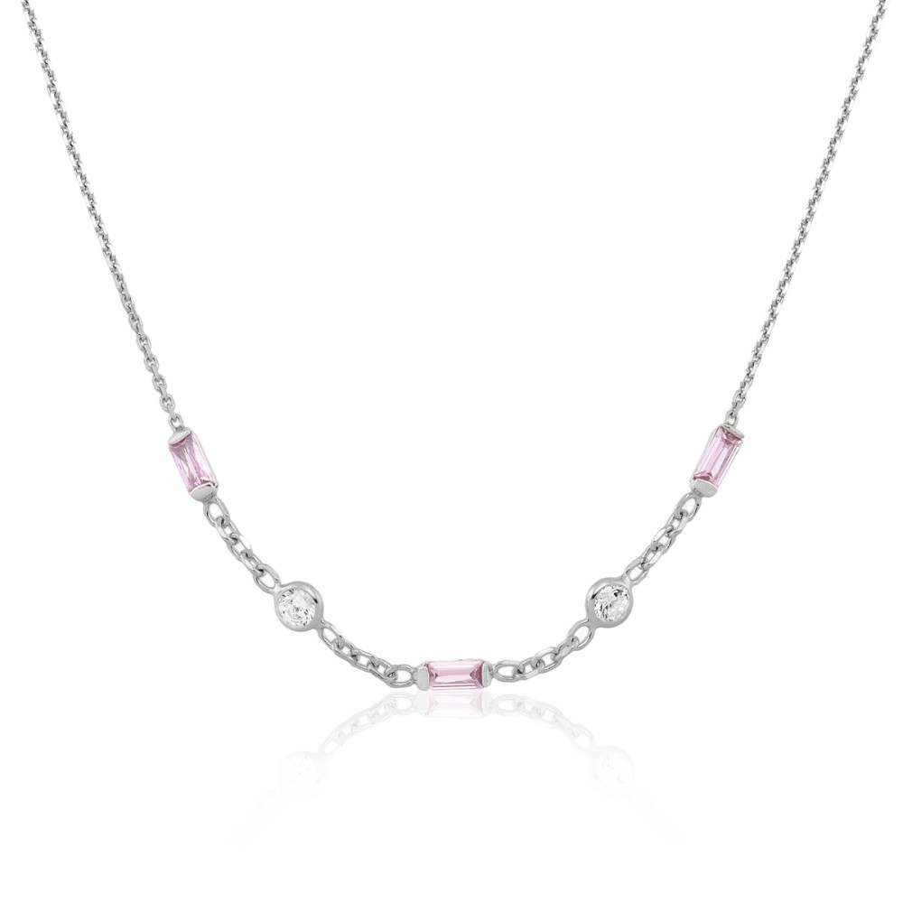 Sterling silver 925°. Chain necklace with CZ