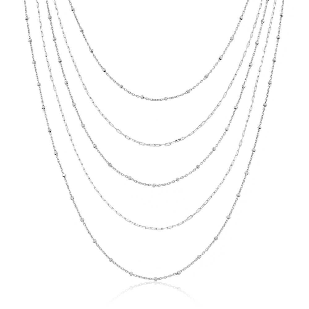 Κολιέ με πέντε αλυσίδες από επιπλατινωμένο ασήμι 925°