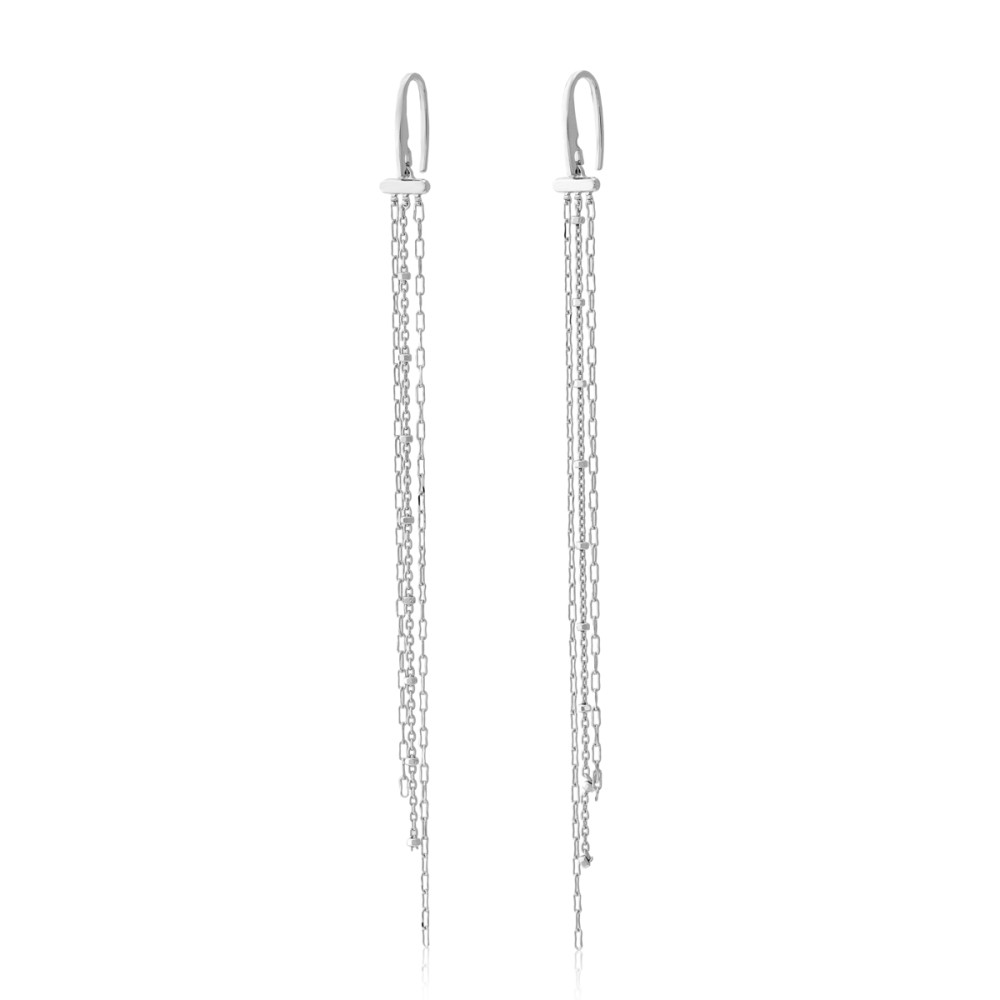 Sterling silver 925°. Triple chain drop earrings