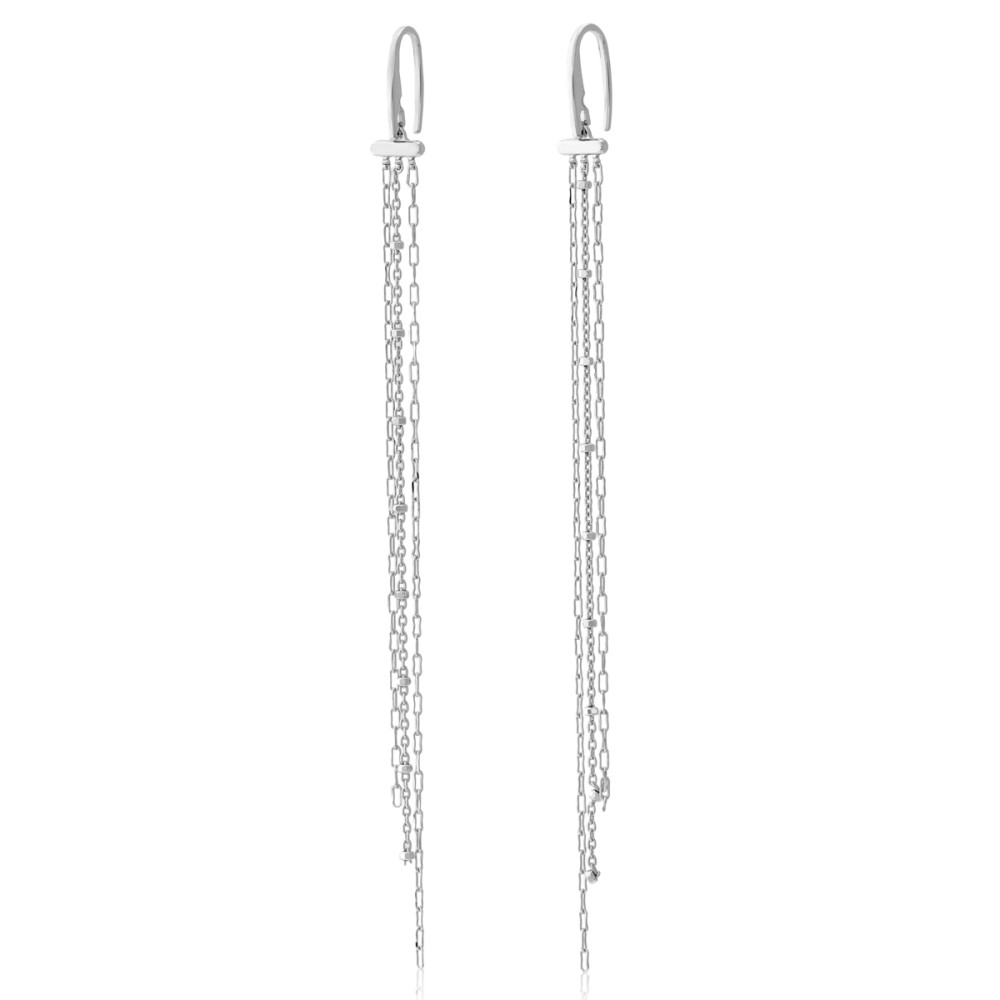 Sterling silver 925°. Triple chain drop earrings