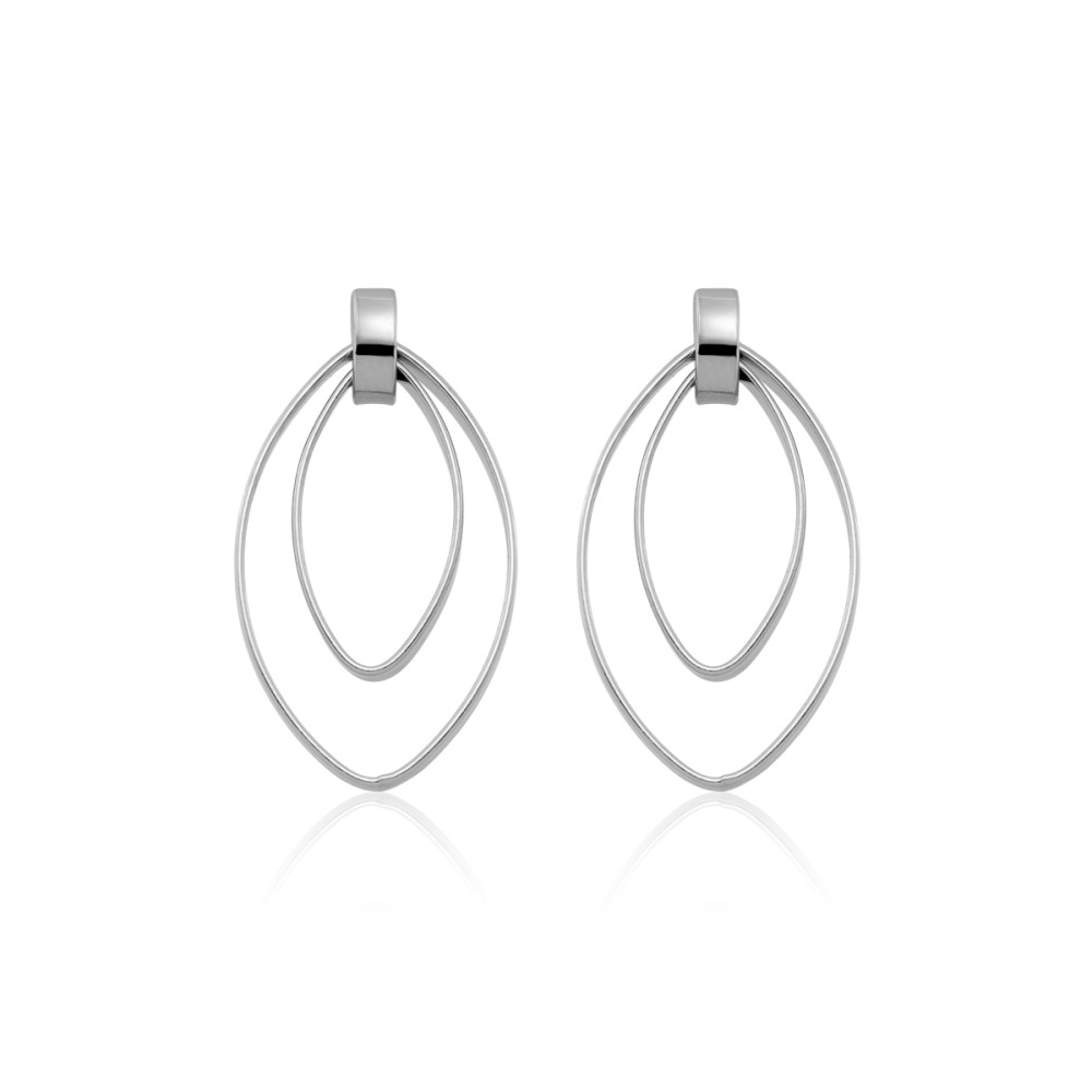 Sterling silver 925°. Double ellipse drop earrings