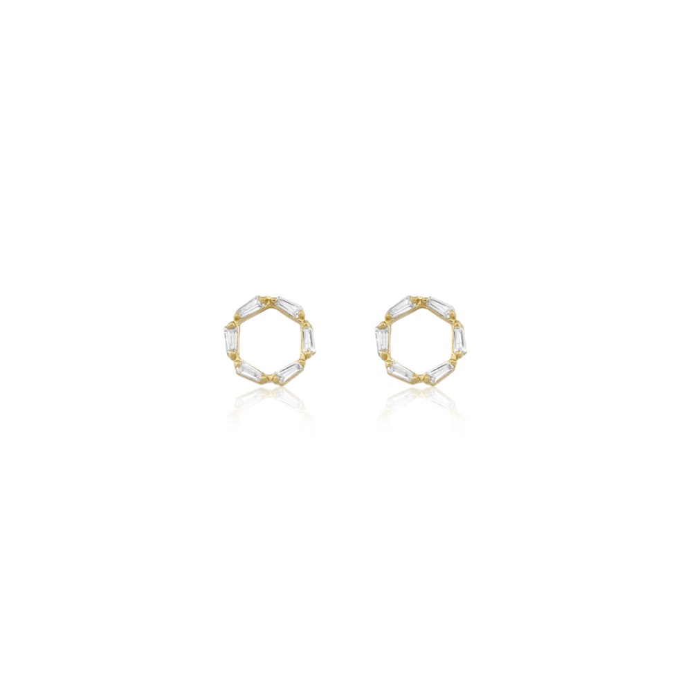 Gold 9ct. Open circle earrings with CZ