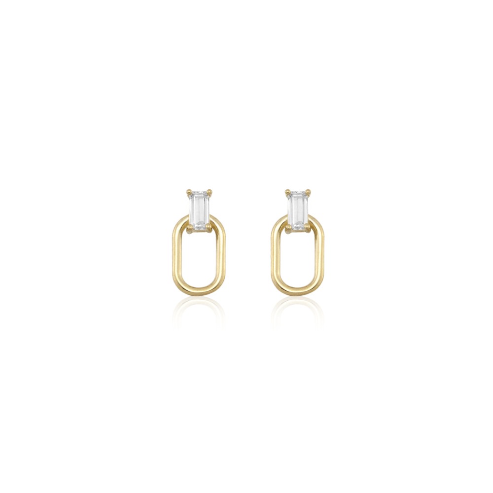 Gold 9ct. Oval studs with CZ