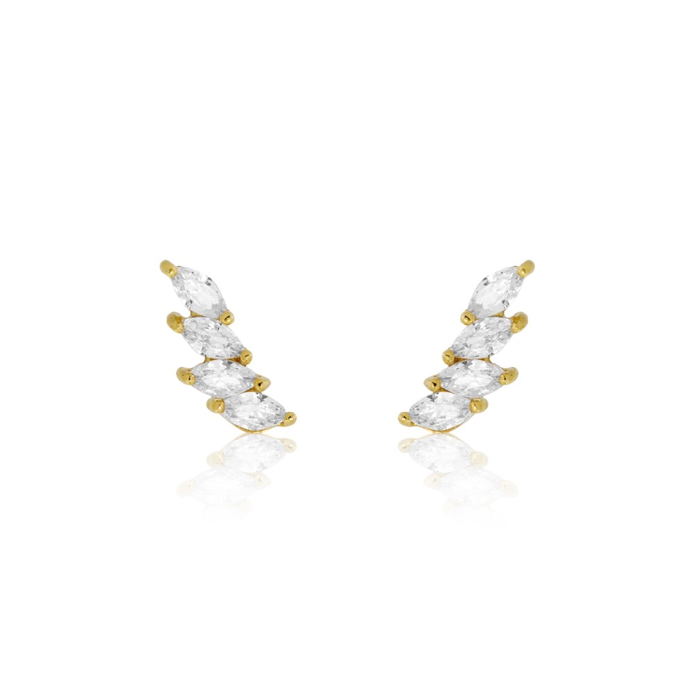 Gold 9ct. Curved studs with CZ