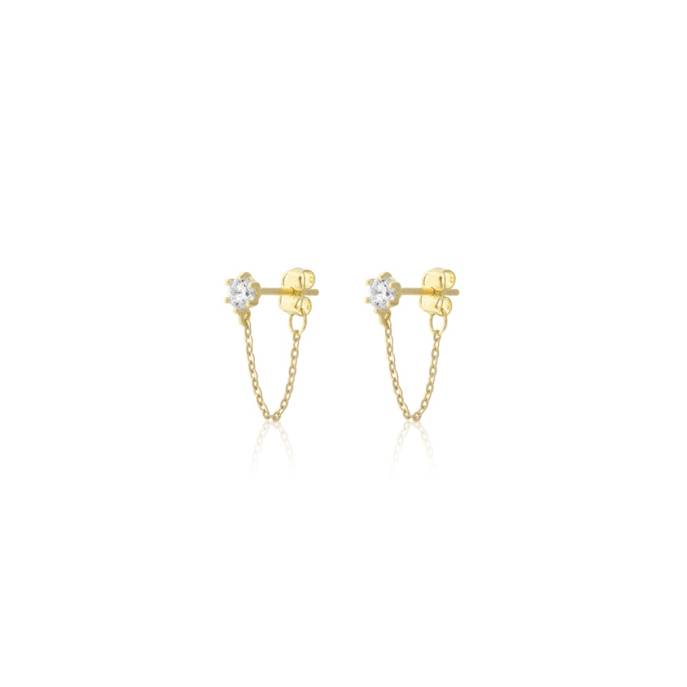 Gold 9ct. Studs with chain earrings