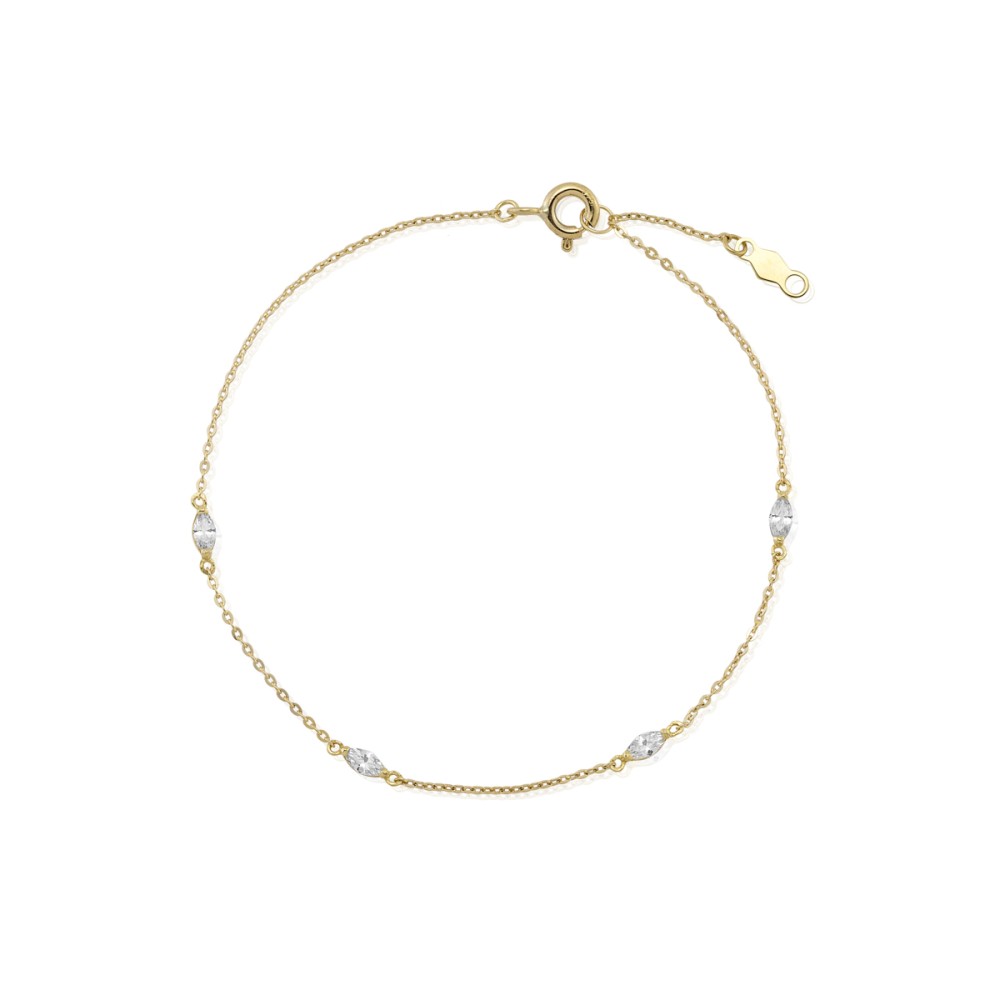 Gold 9ct. Chain bracelet with CZ