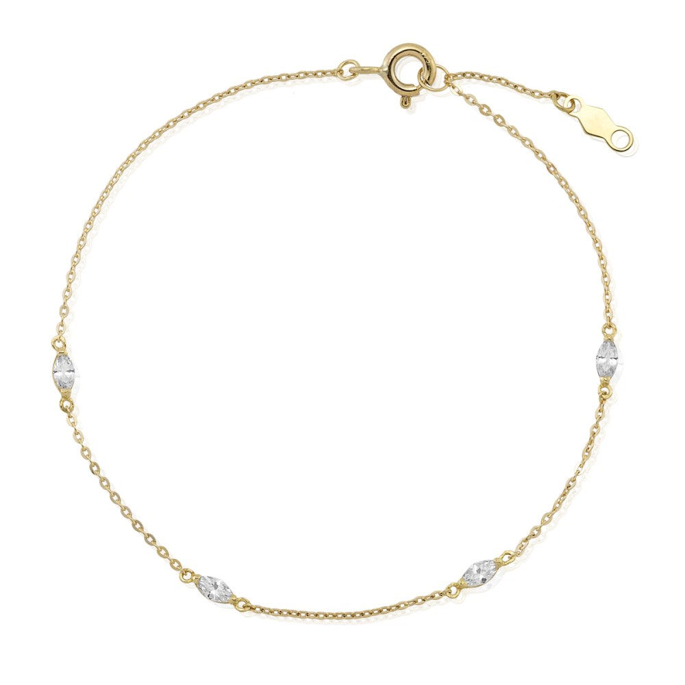 Gold 9ct. Chain bracelet with CZ