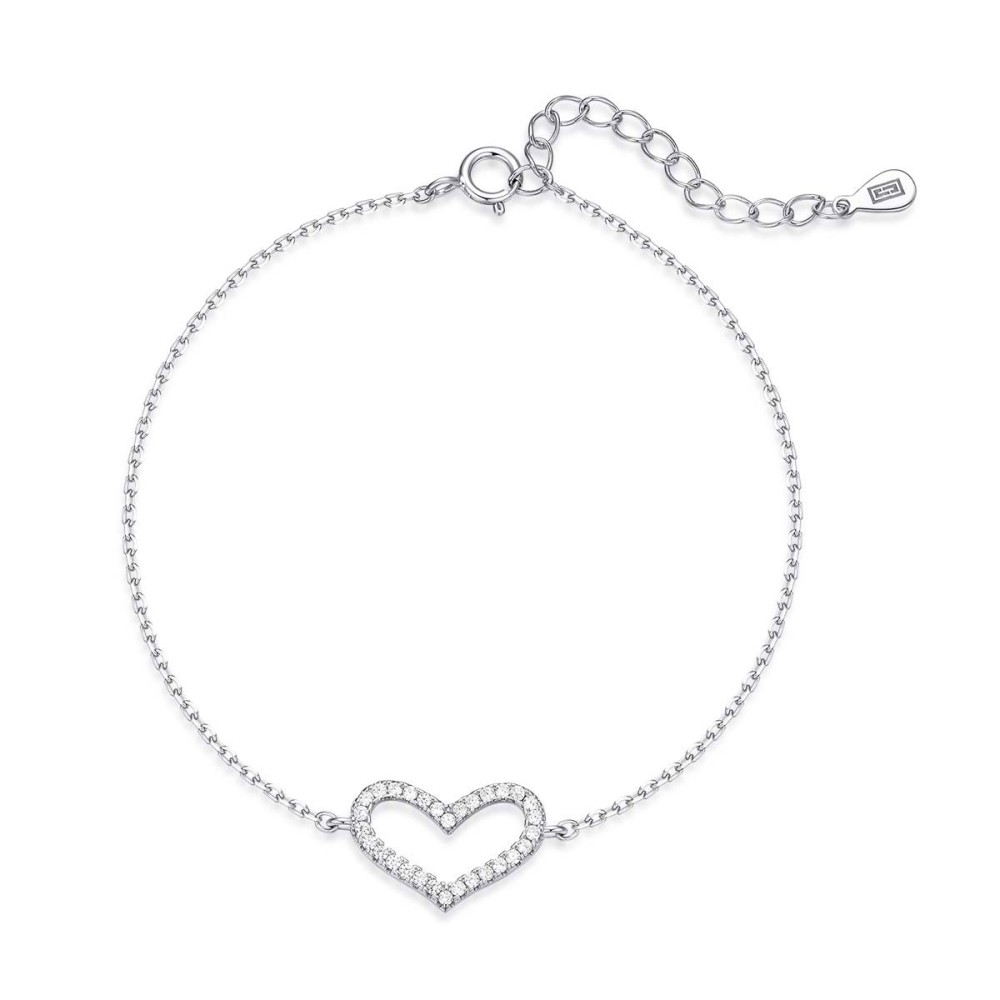 Sterling silver 925°. Heart bracelet with CZ