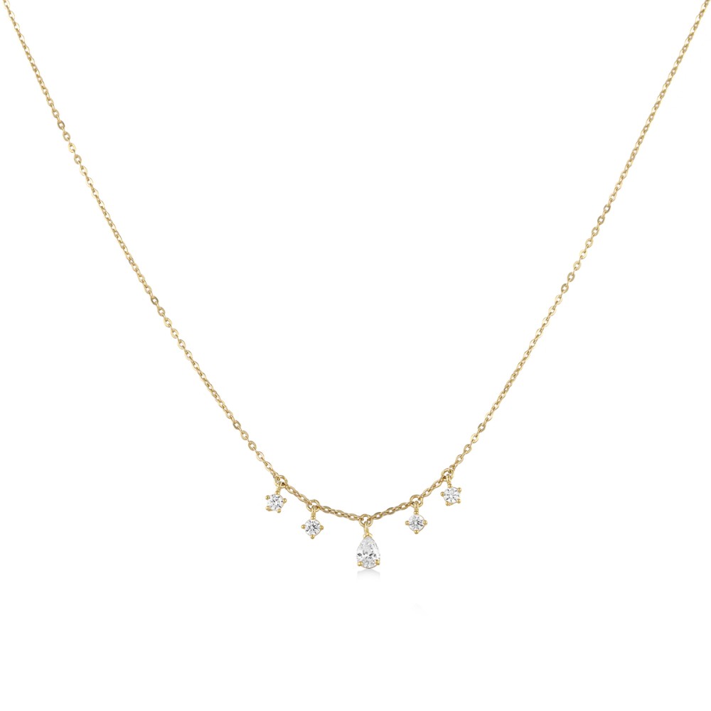 Sterling silver 925°. Necklace with five CZ