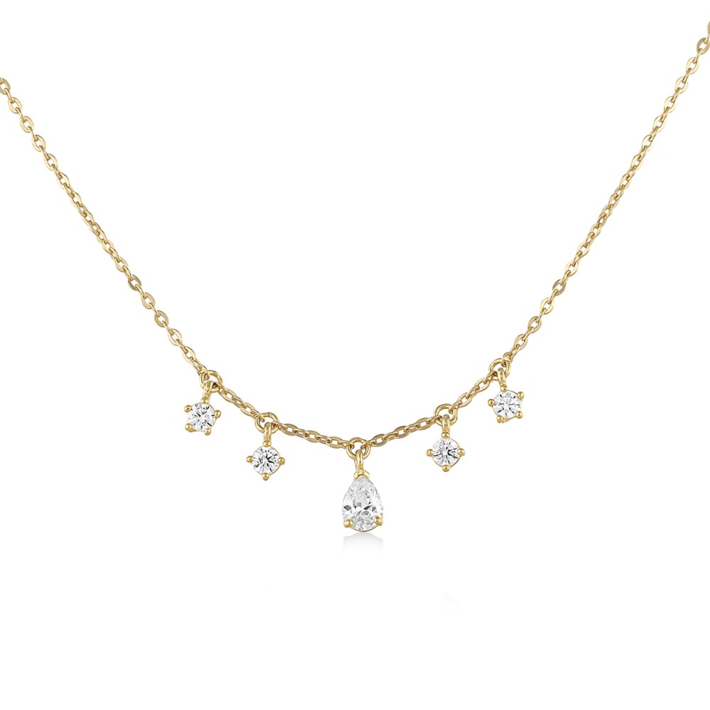 Sterling silver 925°. Necklace with five CZ