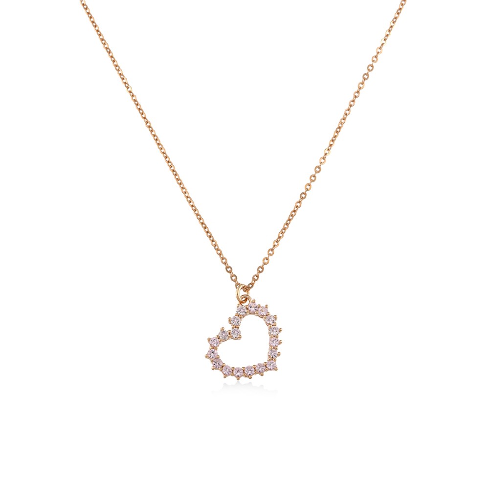 Sterling silver 925°. Sideways heart pendant with CZ