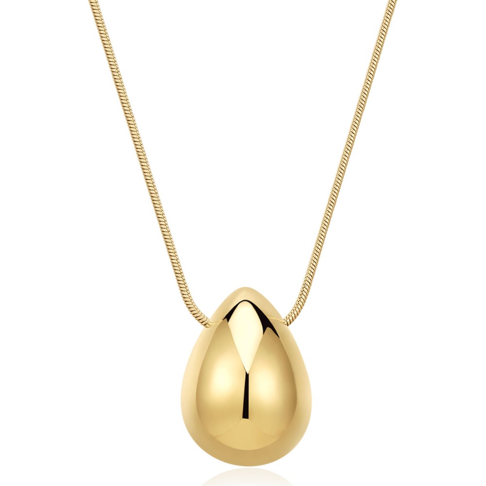 Stainless Steel. Pear shaped pendant necklace