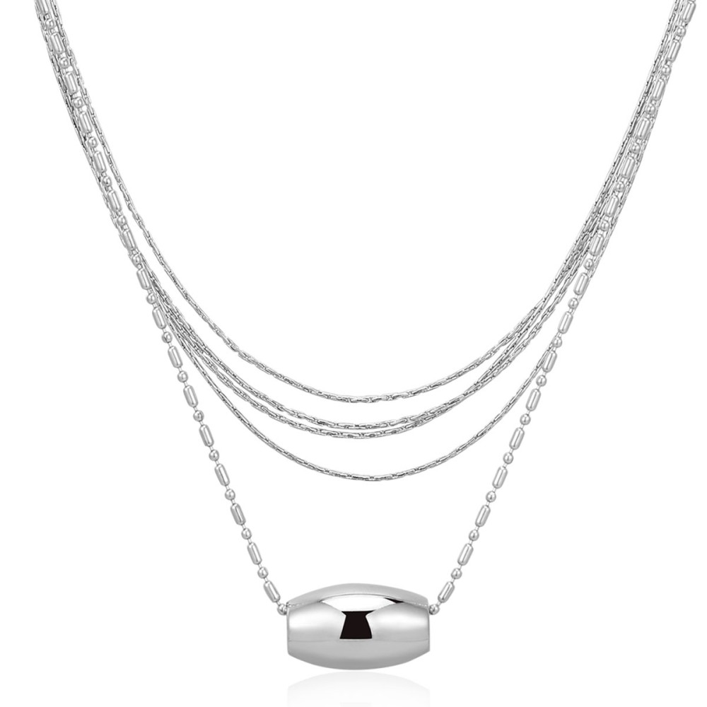 Stainless Steel. Multichain & cylinder necklace