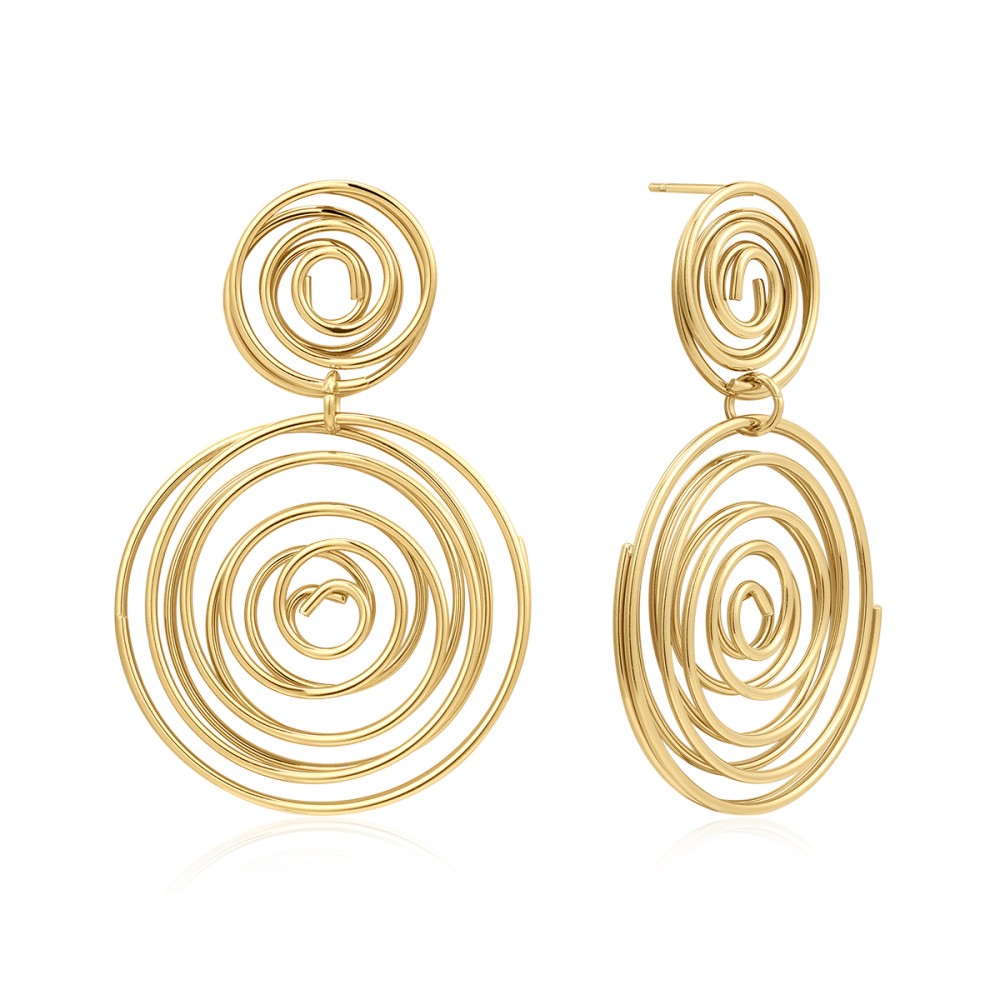 Stainless Steel. Double spiral disc earrings