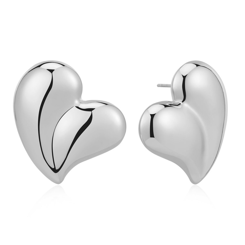 Stainless Steel. Curved heart studs